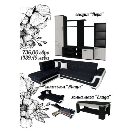 холен ъгъл "Яница" + секция "Нора" + холна маса "Елада" 